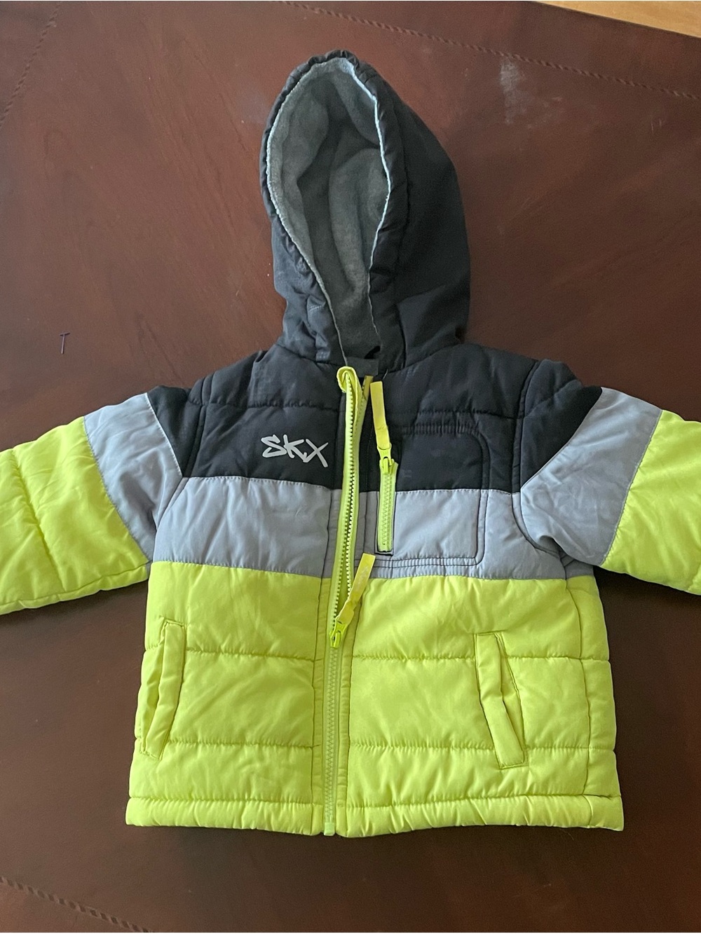 Skechers Puffer Jacket in Neon Yellow, Gray, & Black, Sz 3T
